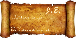 Jálics Ervin névjegykártya