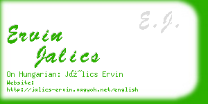 ervin jalics business card